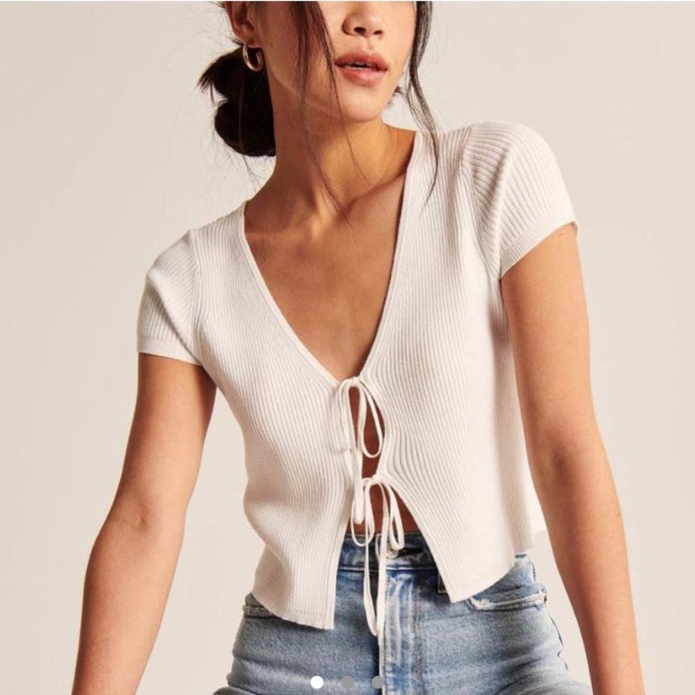 Abercrombie and Fitch Tie Front Ribbed Top